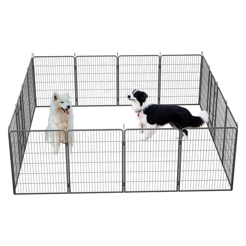 Dog Playpen - 16-Panel Outdoor Pet Fence with Doors, Portable Exercise Pen for All Dog Sizes, Yard, RV & Camping