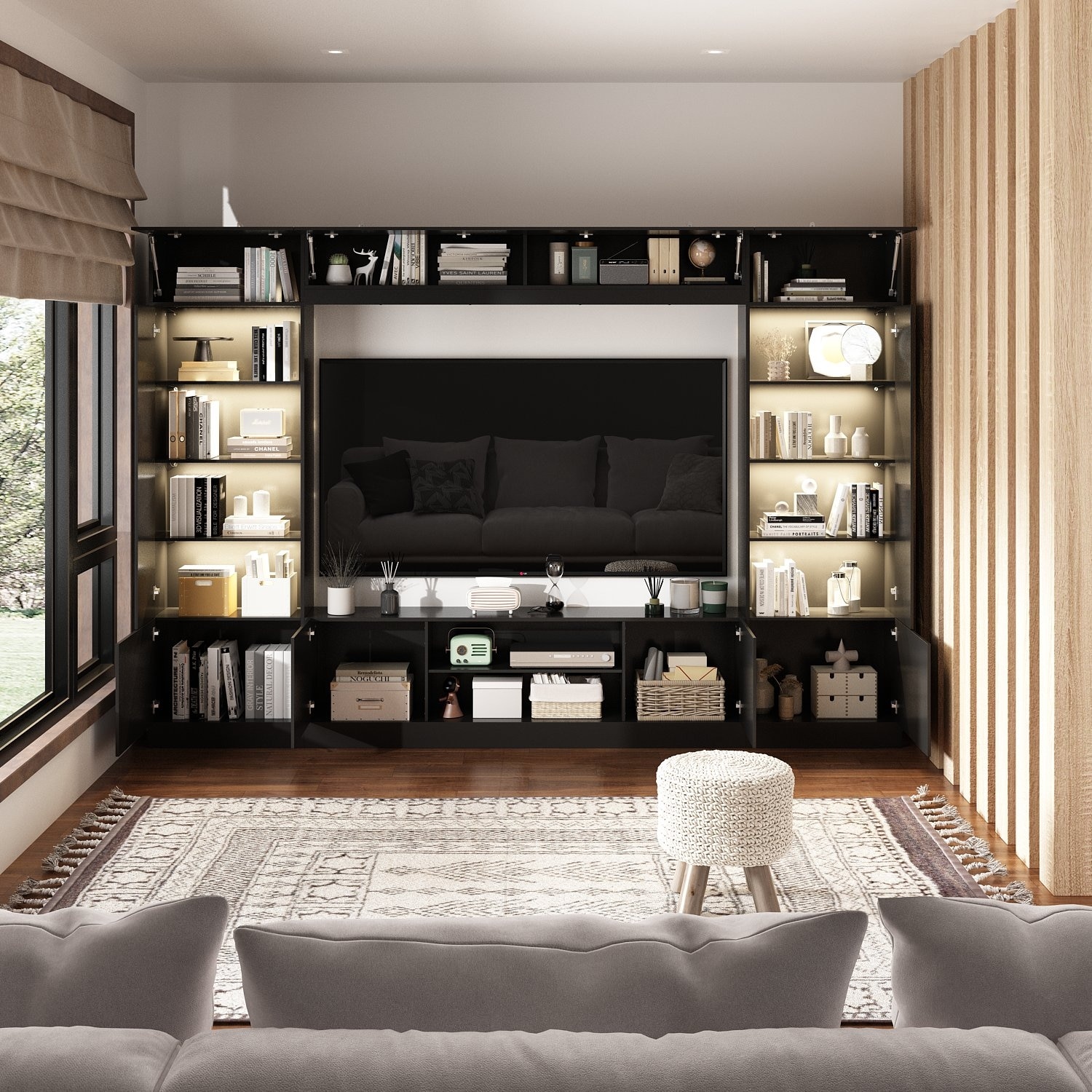Bookshelf Entertainment Center Storage Ambient Lighting White Black On Sale Bed Bath Beyond 38956572