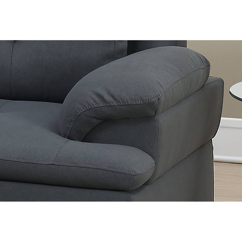 Bobkona Zane Linen 3-piece Sectional Set with Cocktail Ottoman
