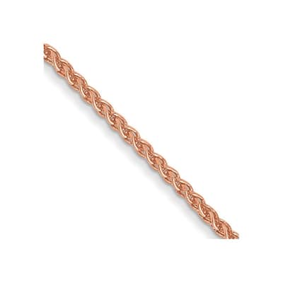 Curata 14k Rose Gold 10" 1.0mm Spiga Wheat Chain Anklet (Lobster-claw)