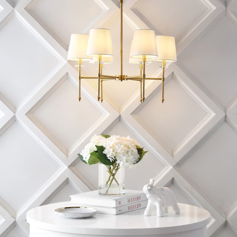 Honeycomb 27" 6-Light Mid-Century Modern Iron LED Chandelier, Brass Gold by JONATHAN Y