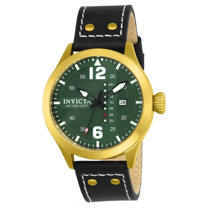 Invicta Men's 22185 I-Force Quartz 3 Hand Green Dial Watch - Overstock ...