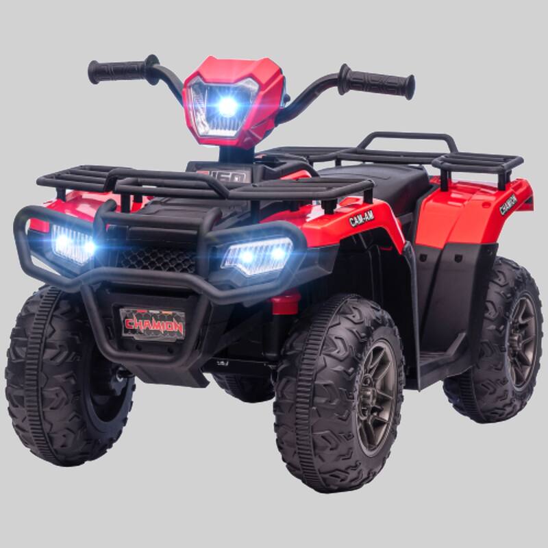 Electric 12V Ride-On ATV for Kids, 4-Wheeler Quad with Headlights, Music, MP3, Treaded Tires - Red