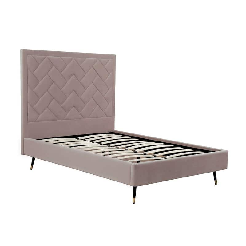 Manhattan Comfort Crosby Modern Velvet Upholstered Bed
