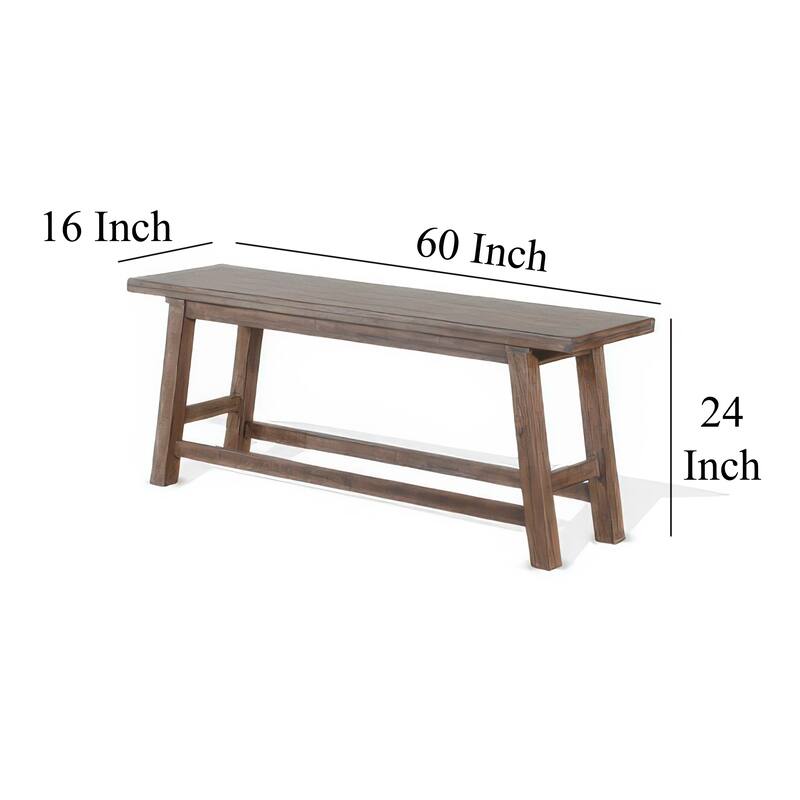 Yael Counter Height Bench, Light Brown Mahogany, Mindi Wood, 60 Inch