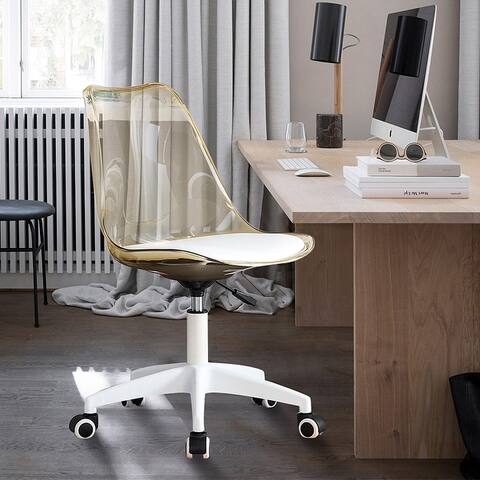 Faux Leather Seat Adjustable Height Task Chair, Ergonomic Office Chair
