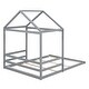 preview thumbnail 7 of 6, House-Shaped Montessori Floor Bed with Headboard Guardrails, Grey Full