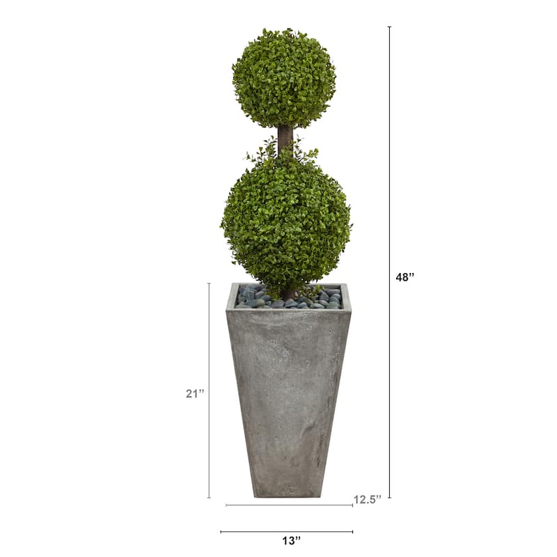 4' Double Boxwood Topiary in Planter (Indoor/Outdoor) - 21"