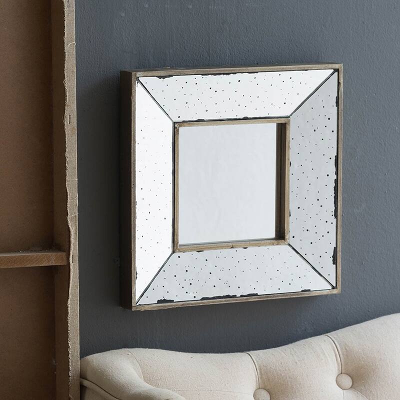 Distressed Silver Square Accent Wall Mirror