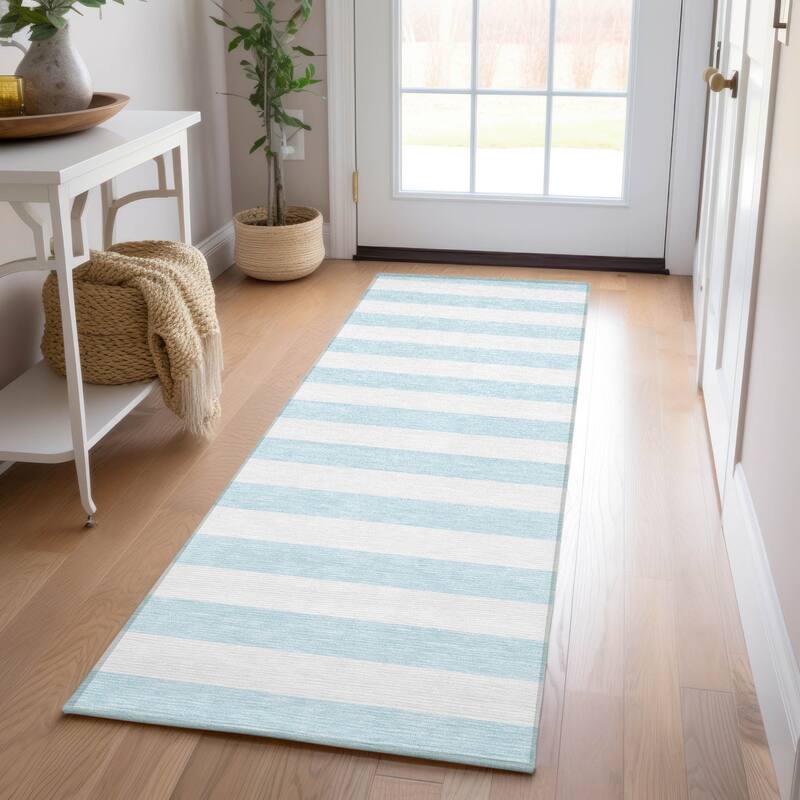 Alro Stripe Weather Resistant Classic Meets Modern Runner Outdoor Rug