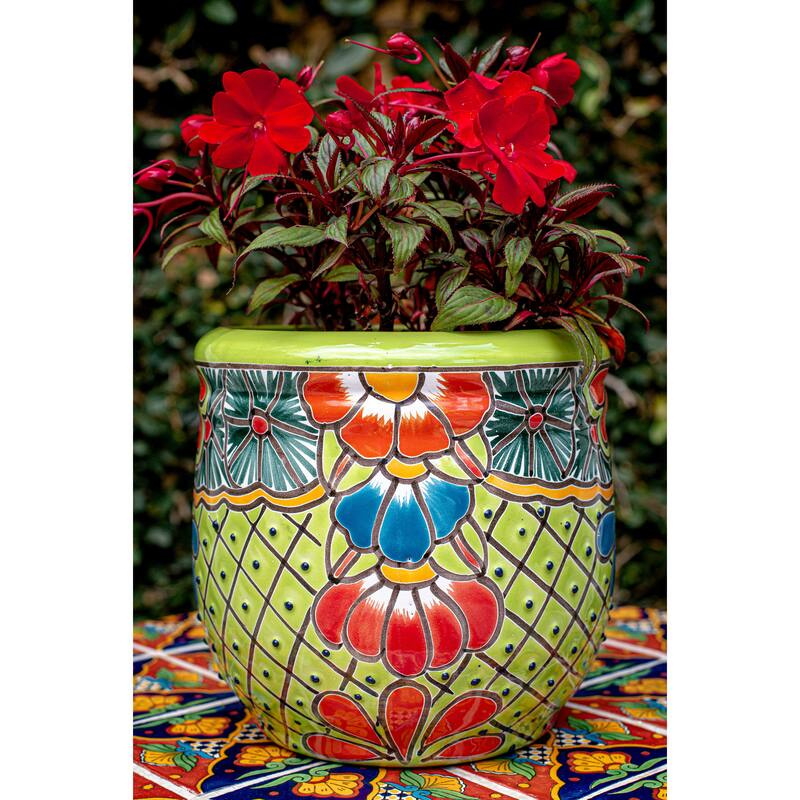 Talavera 9 in. Green Ceramic Decorative Planter