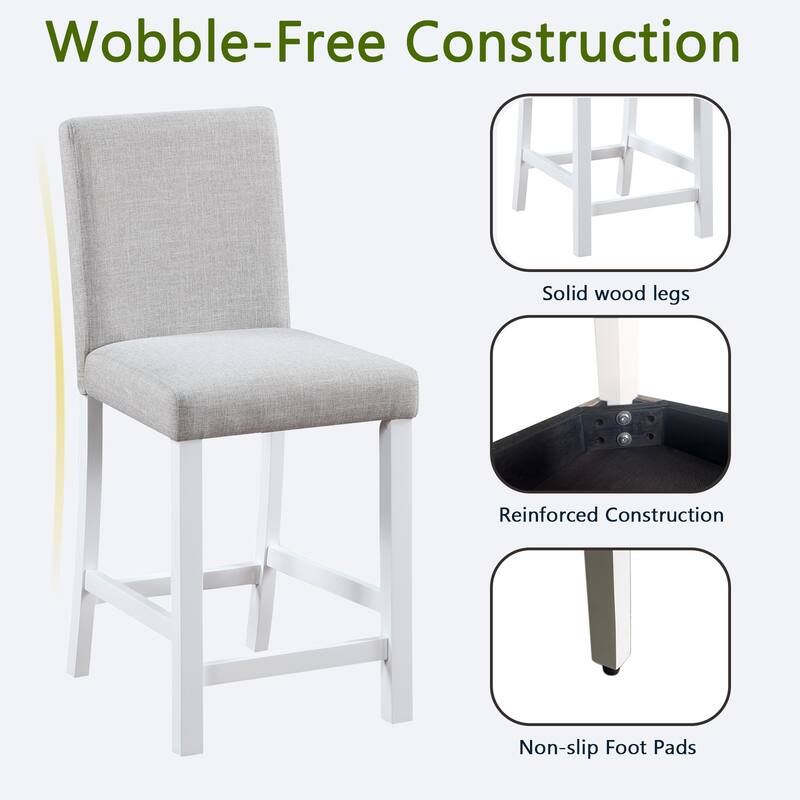 GDFStudio - Noir Modern Upholstered Wood Counter Height Dining Chairs Set, Padded Seat & Non-slip Feet Pads, Set of 4