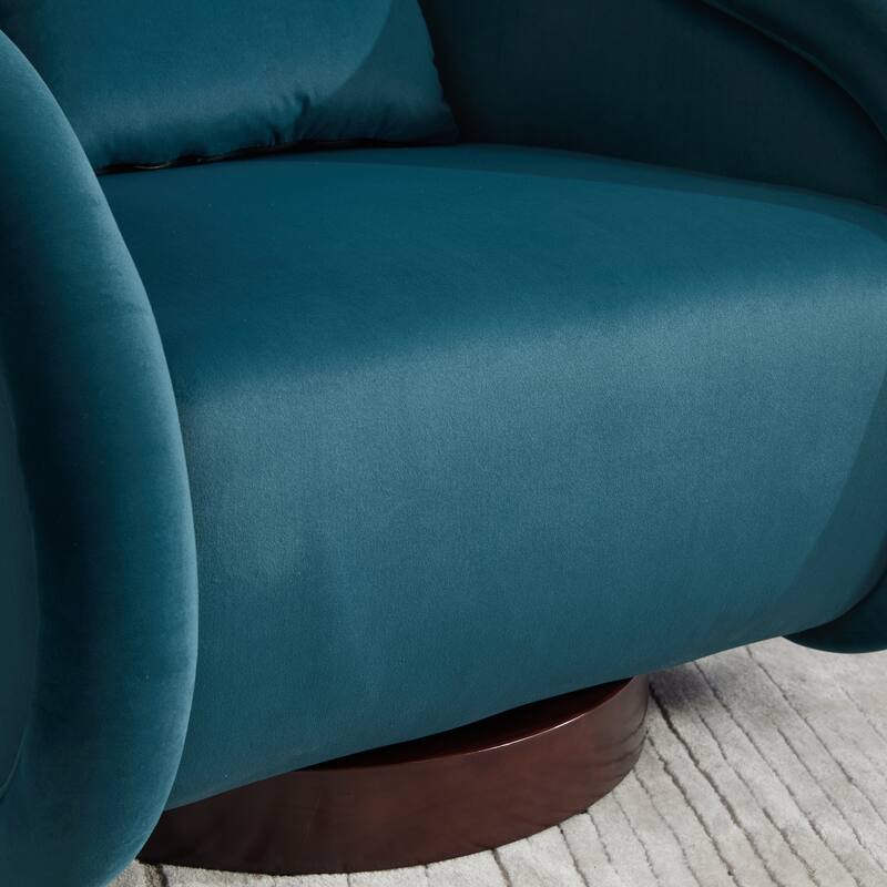 360-degree Swivel Barrel Chair with Velvet Fabric Upholstery, Comfy Pumpkin-Shaped Swivel Chair for Living Room, Bedroom