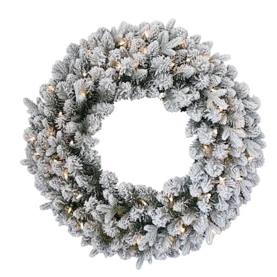 Iceland Fir Wreath with Battery Operated LED Lights