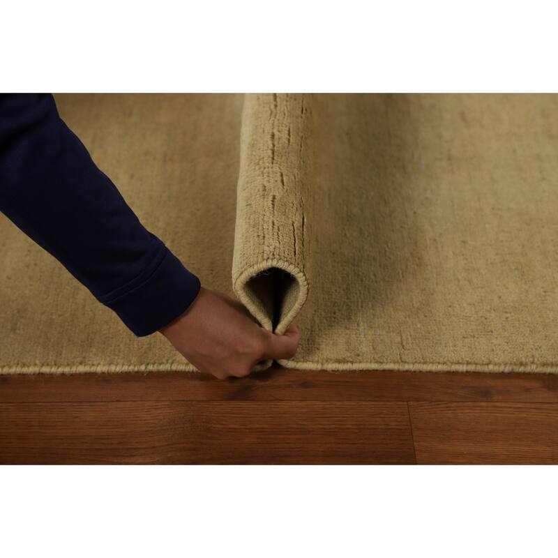 Gold Gabbeh Modern Runner Rug Handmade Wool Carpet - 2'9"x 10'0"