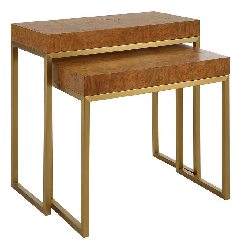 Uttermost Burl-esque Wooden Nesting Tables, Set of 2 - 24.5"W x 24.5"H x 12"D