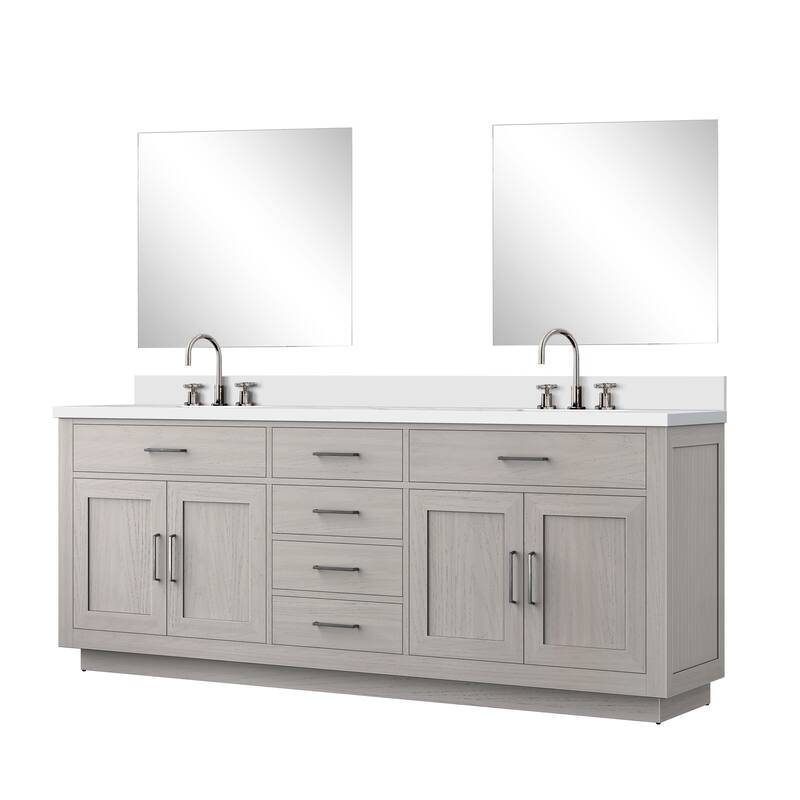 Abbey Bath Vanity with Quartz Top, Sink, Mirror and Faucet