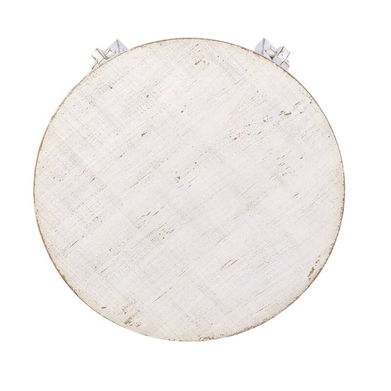 24 in. Distressed White Round Wood End Table, Sturdy Build End Side Table for Living Rooms