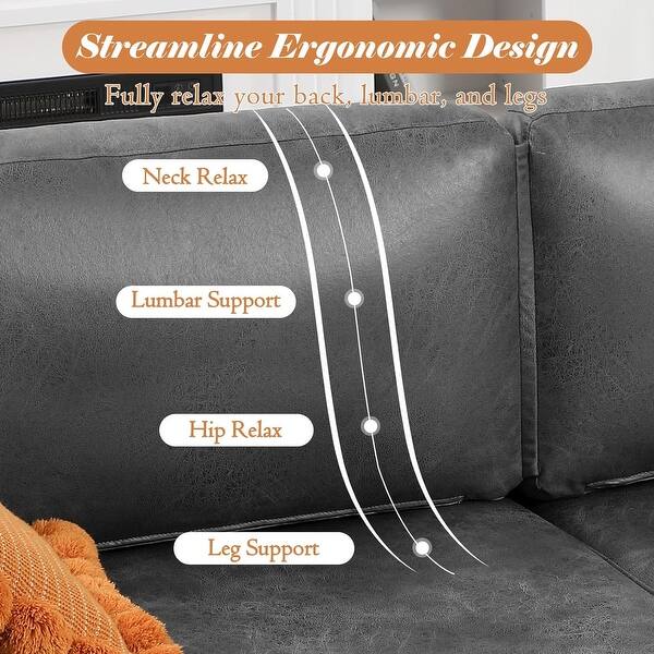 dimension image slide 4 of 7, AECOJOY 79" Faux Leather Couch for Living Room, Loveseat Small Sofa, Indoor Modern Sofa for Apartment Office