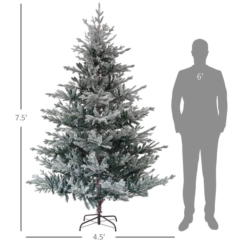 7.5ft Unlit Snow Flocked Artificial Christmas Tree with Realistic Nordic Pine Design