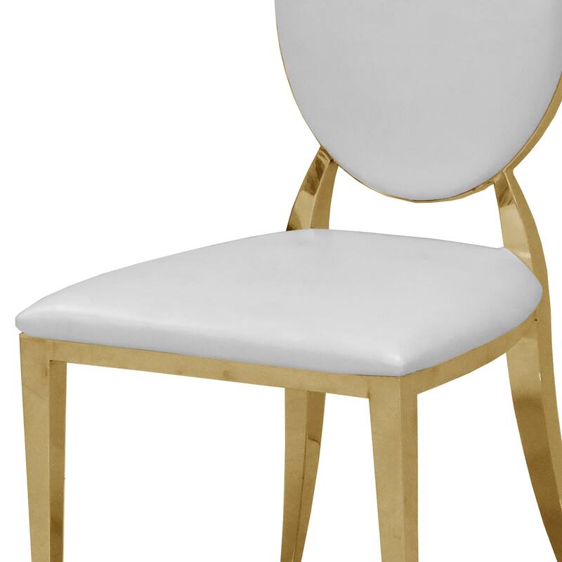 Leatherette Dining Chair Set of 2 with Stainless Steel Legs