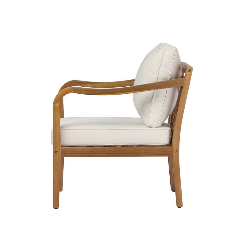 Christopher Knight Home - Erin 5-Piece Outdoor Acacia Wood Conversation Set with Cushioned Lounge Chairs & Round Coffee Table