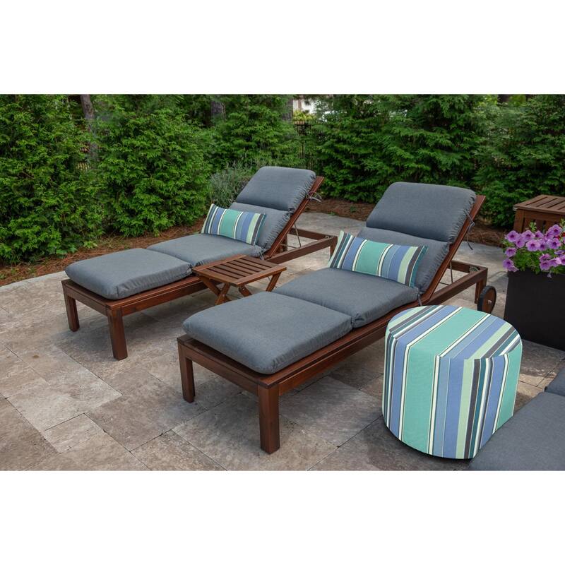 Sunbrella Stripe Fabric 1-Piece Indoor/Outdoor Lumbar Pillow, 22"W x 9"L, Maxim Classic - 22"W x 9"L