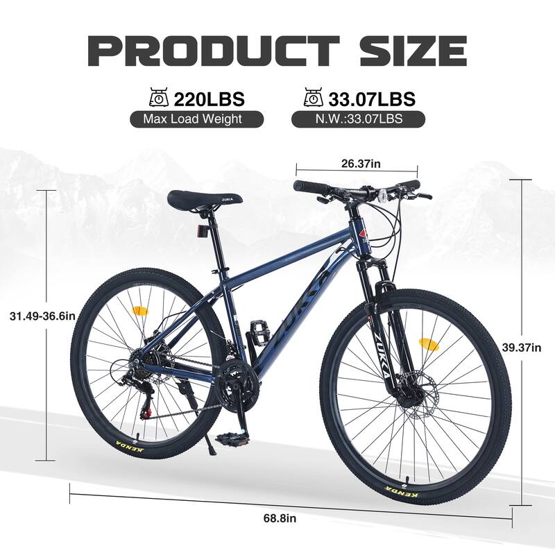 Unisex Mountain Bike - Front Suspension, Aluminum Alloy Frame, Multiple Speeds - 27.5