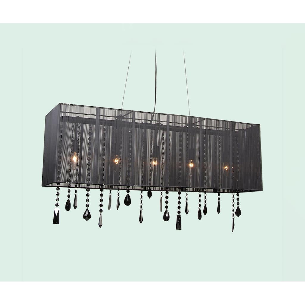 5-Light Black Chandelier With Clear Crystal Accents