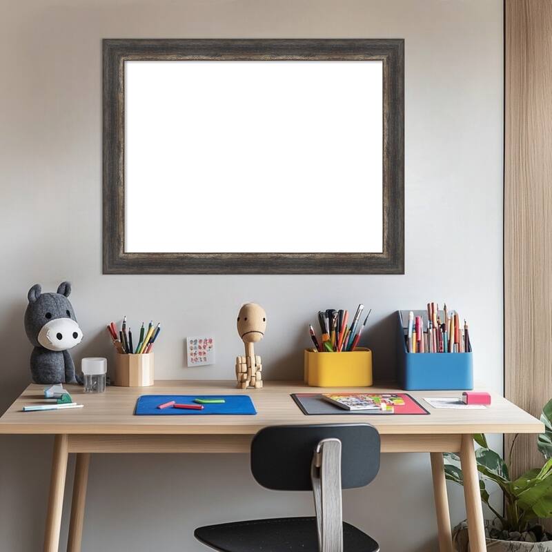 Amanti Art Bark Rustic Char Narrow Framed Dry Erase Magnetic Board
