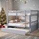 preview thumbnail 2 of 6, Full over Full Wood Bunk Bed with Twin Size Trundle and Guardrails, Convertible to 2 Full Size Beds