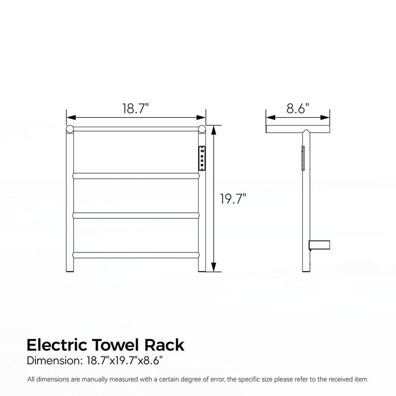 Heated Towel Rack with Top Shelf, Plug-in/Hard-Wired