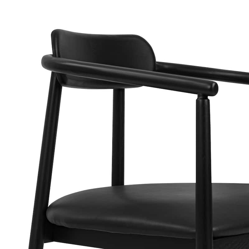 Poly & Bark Scanden Wood Dining Chair With Genuine Leather Seat
