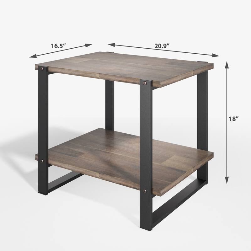 Priage by ZINUS 21” Brown Solid Wood Side Table