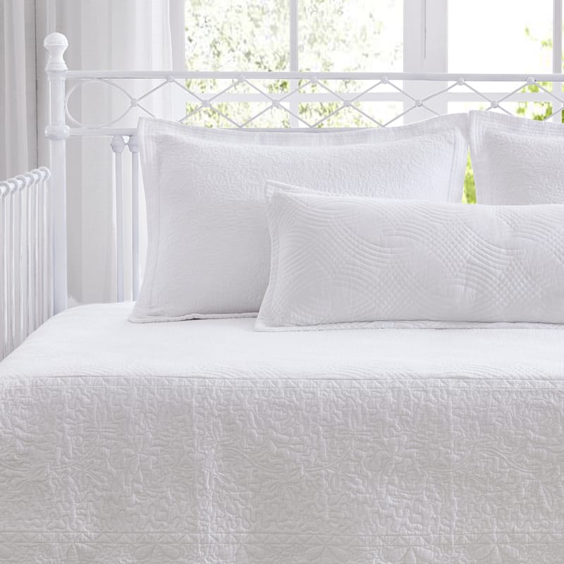 Laura Ashley Solid Trellis White Cotton Daybed Cover Set