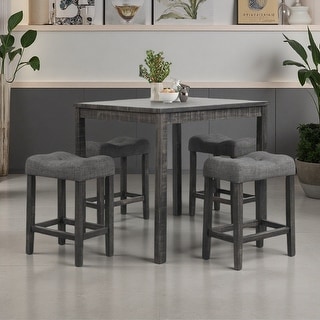 Set of 5 Transitional Counter Dining Set - 36" Square Wooden Table with ...