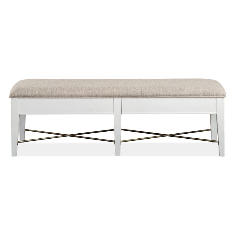 Magnussen Home Heron Cove Chalk White And Dovetail Grey Upholstered Bench - 58''W x 17''D x 19''H