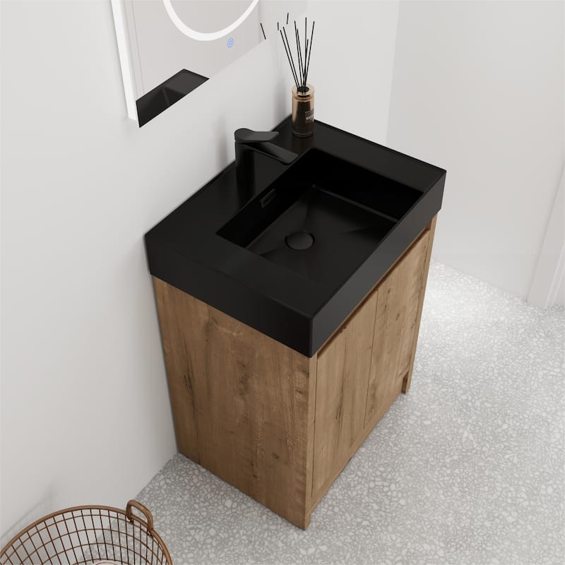 Bathroom Vanity With Sink In 24/30 Inch, Freestanding Bathroom Vanity With Soft Close Door And Adjustable Shelves