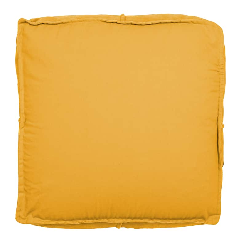 Square Cotton Velvet Pouf Seat
