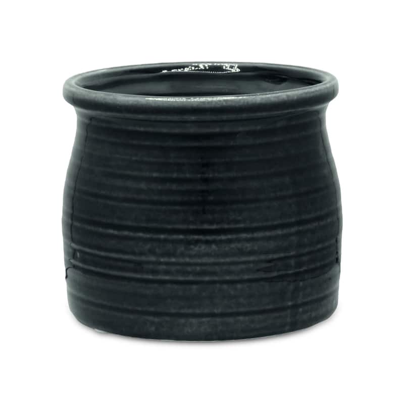 Kifon Curved Ceramic Ceramic Pot - Dark Gray - Large