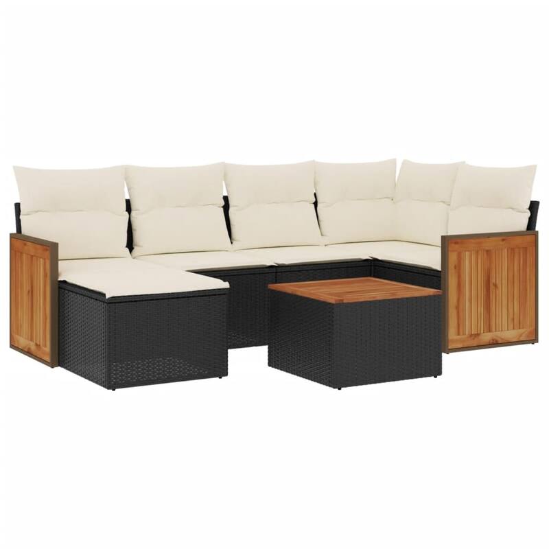 vidaXL Patio Sofa Set with Cushions Outdoor Conversation Furniture Poly Rattan