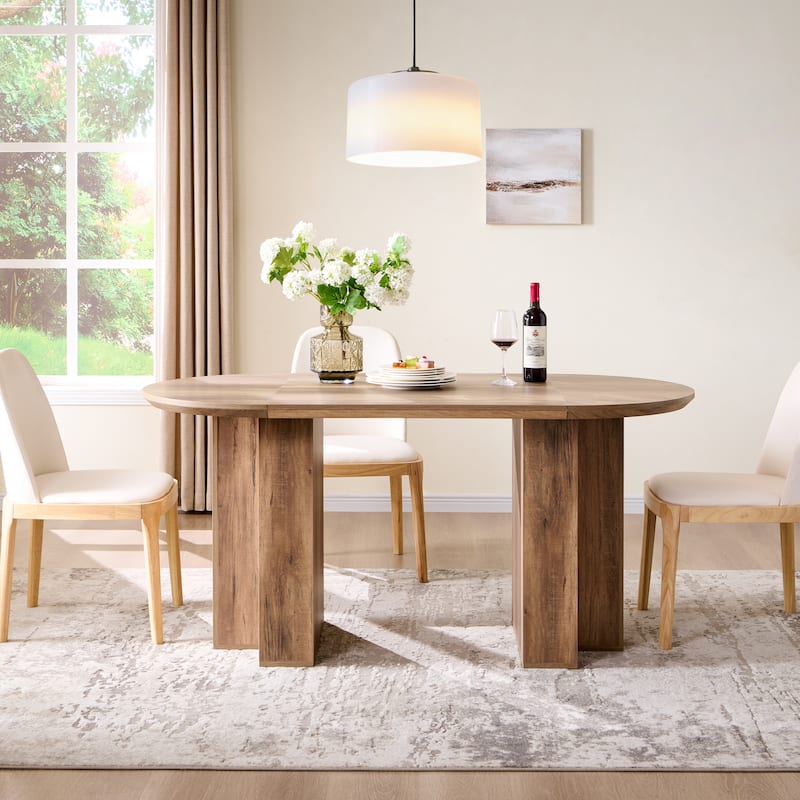 Modern 63" Oval Dining Table, Kitchen Table with Sturdy T-Shaped Base