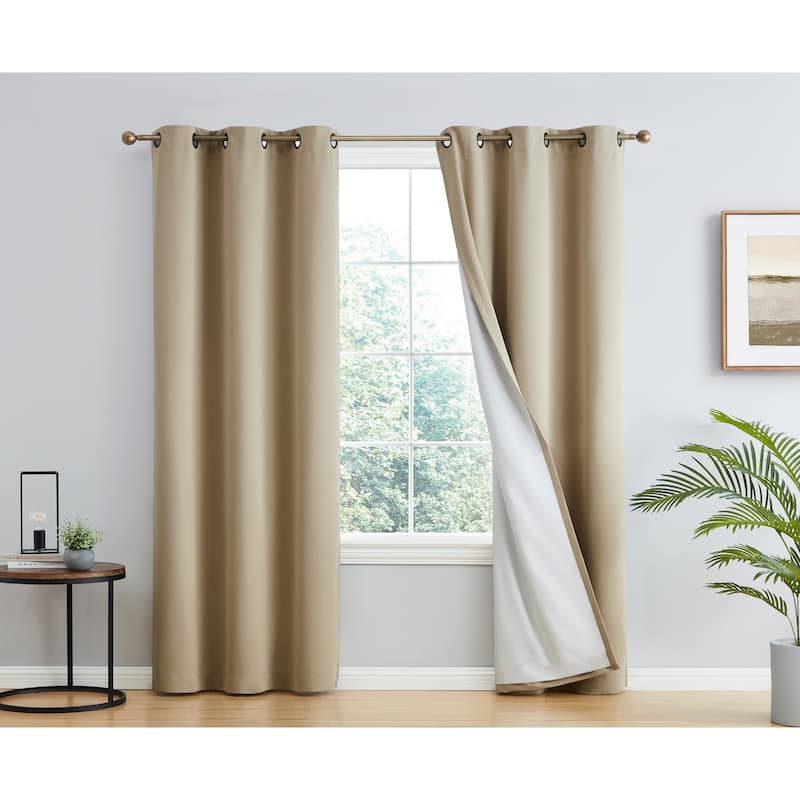 Dakota Complete Blackout Drapery Heavy Thermal Insulated Efficient Window Curtain Grommet Panels, 2 Panels - 42 W x 84 L per panel - Set of 2 - Taupe