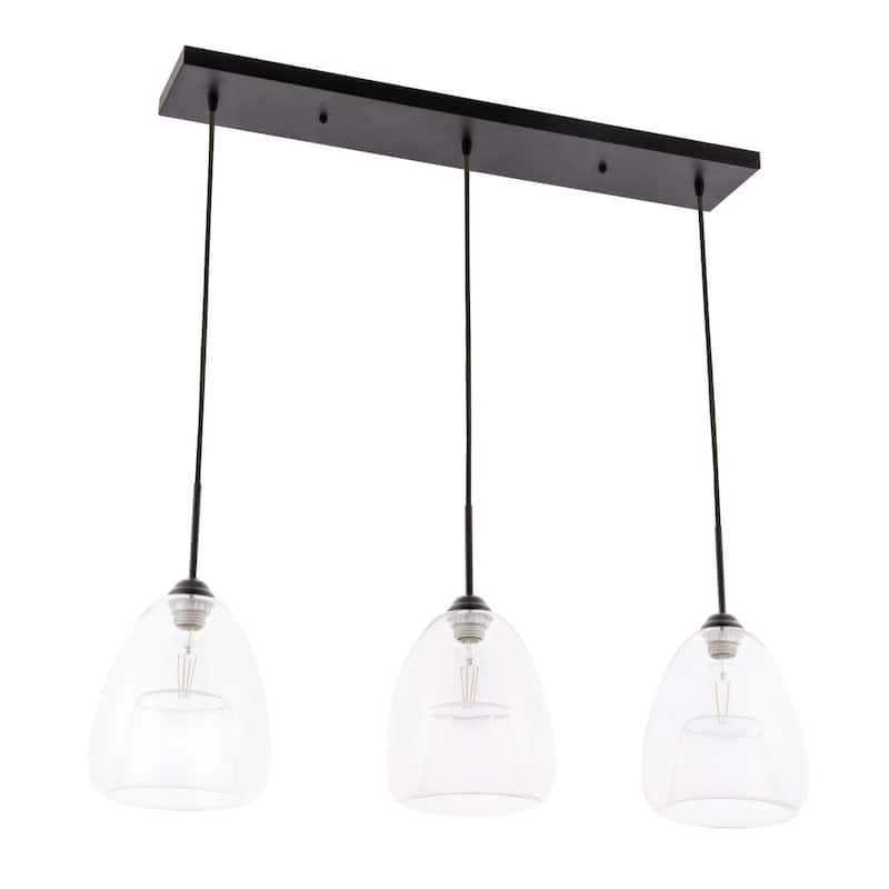 Elise 36-Inch 3-Light Clear Pendant - Black
