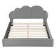 preview thumbnail 3 of 13, Queen Size Upholstered Platform Bed with Padded Cloud Style Headboard, Soft Fabric Frame with Slats