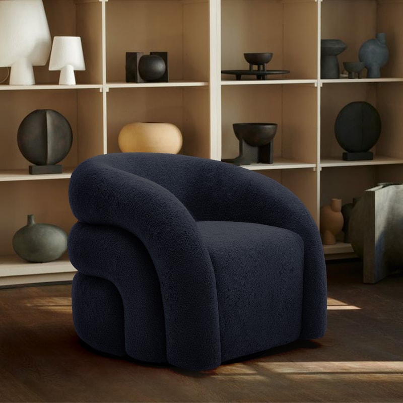 Upholstered Boucle Swivel Accent Chair