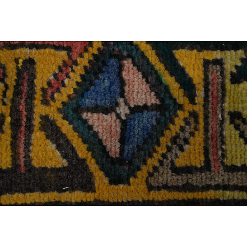 Hand Knotted Oriental 100% Wool Carpet Traditional Geometric Oranges & Rust Tabriz Runner Rug - 9' 10'' X 3' 1''
