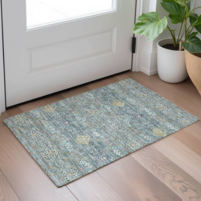 Machine Washable Indoor/ Outdoor Boho Panel Chantille Rug