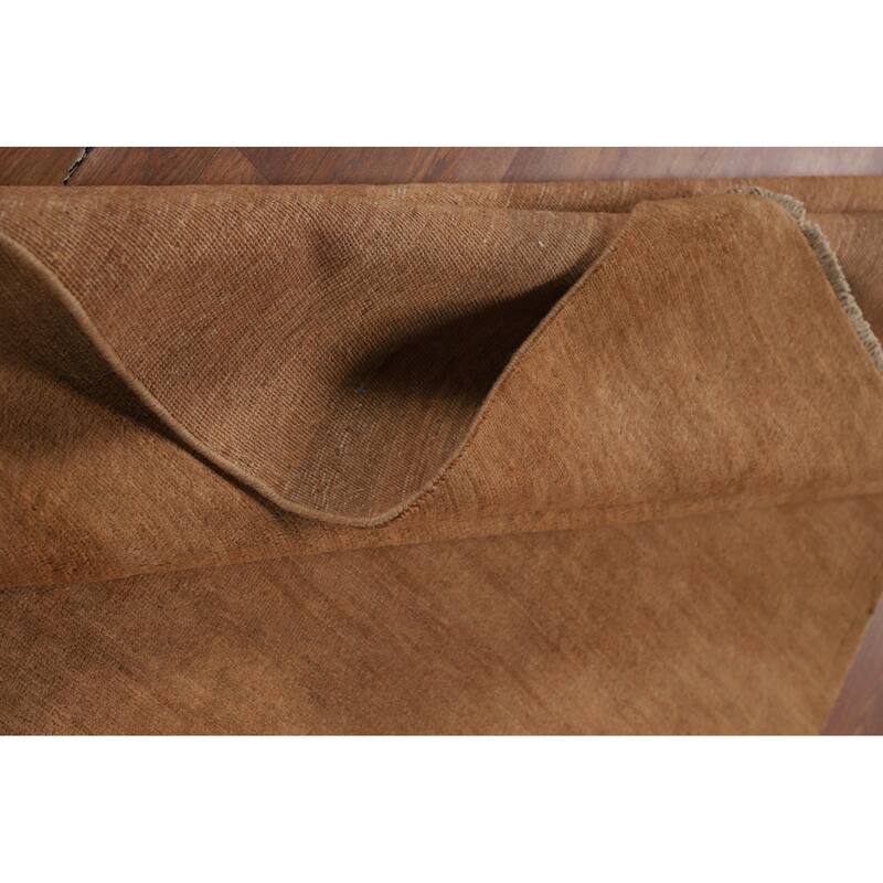 Gold Brown Modern Gabbeh Oriental Area Rug Hand-Knotted Wool Carpet - 5'5" x 8'2"