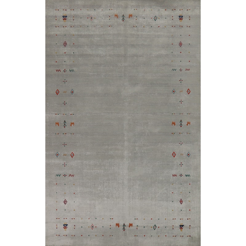 Hand Knotted Oriental 100% Wool Carpet Tribal Tribal Green Gabbeh Area Rug - 8' 1'' X 4' 10''